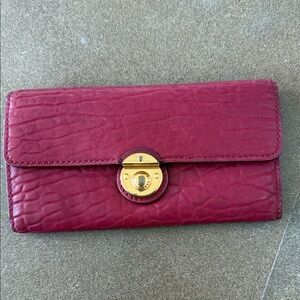 Marc by Marc Jacobs Wine Leather Wallet with Gold-Tone Lock